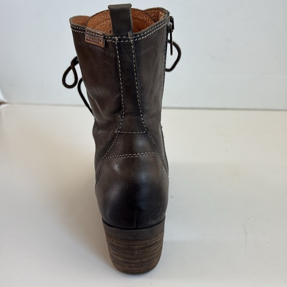 Pikolinos gray brown lace up side zip leather ankle boot stacked heel le mans - Picture 12 of 16